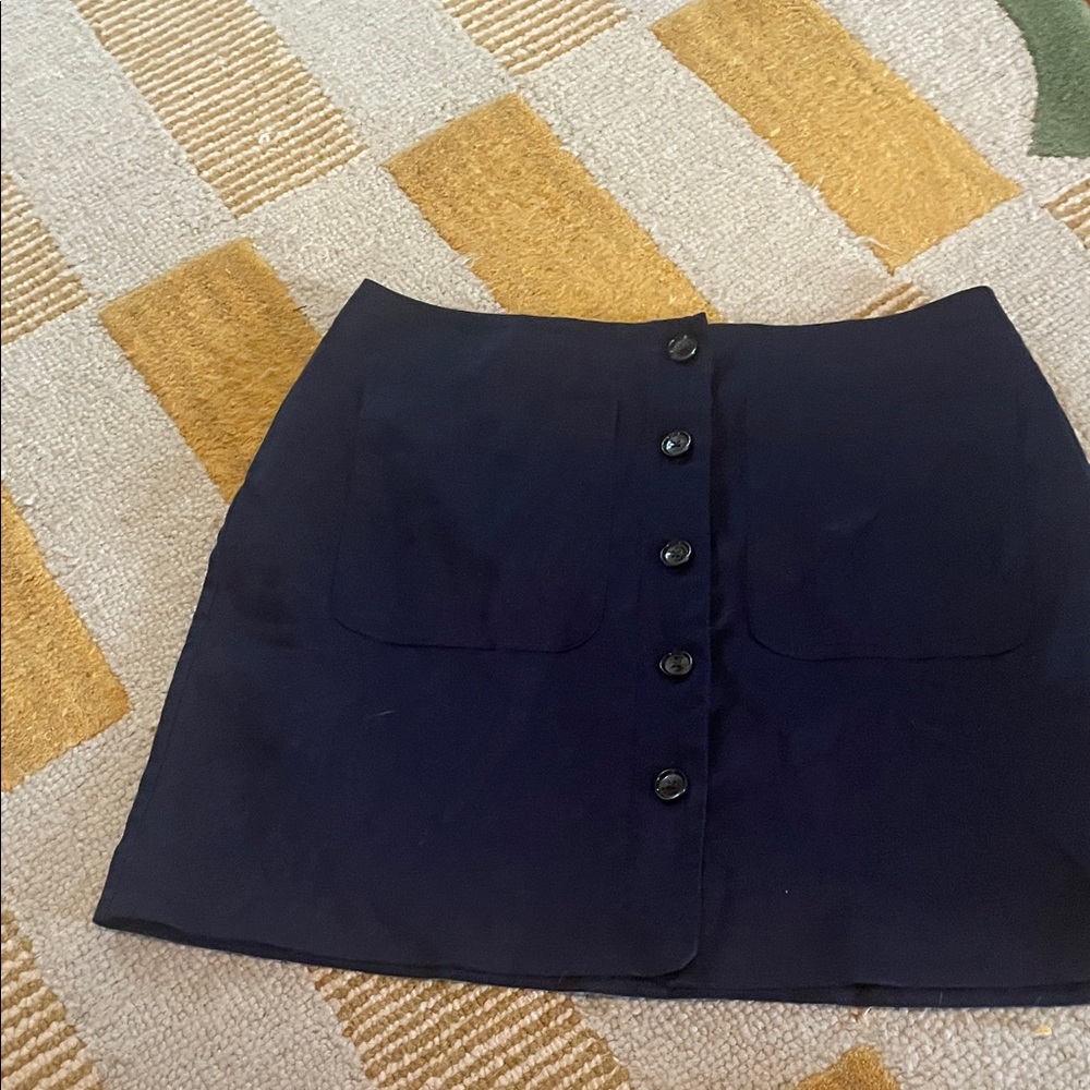 Banana Republic Dark Blue Button-Front Mini Skirt